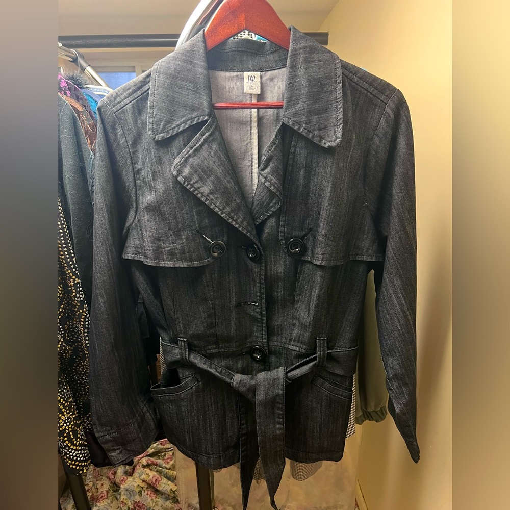 Belted Denim Coat By JW Woman Size 16